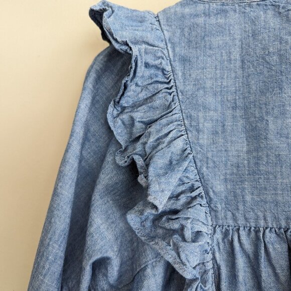 Women's Blue Ruffle Top - Picture 6 of 7